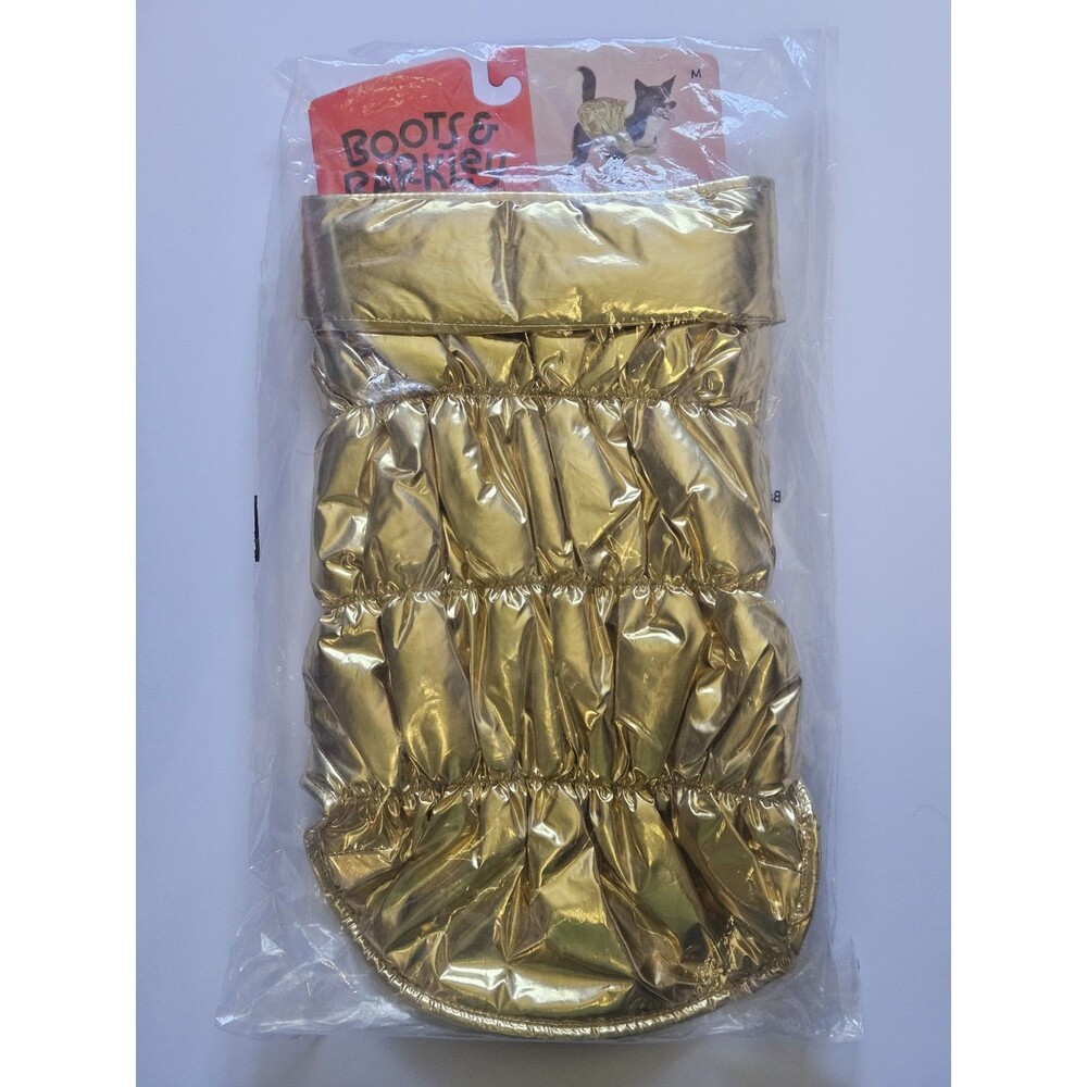Boots & Barkley Vest Dog's Sz Medium Gold Puffer Fleece Lined Jacket 40 lbs NEW